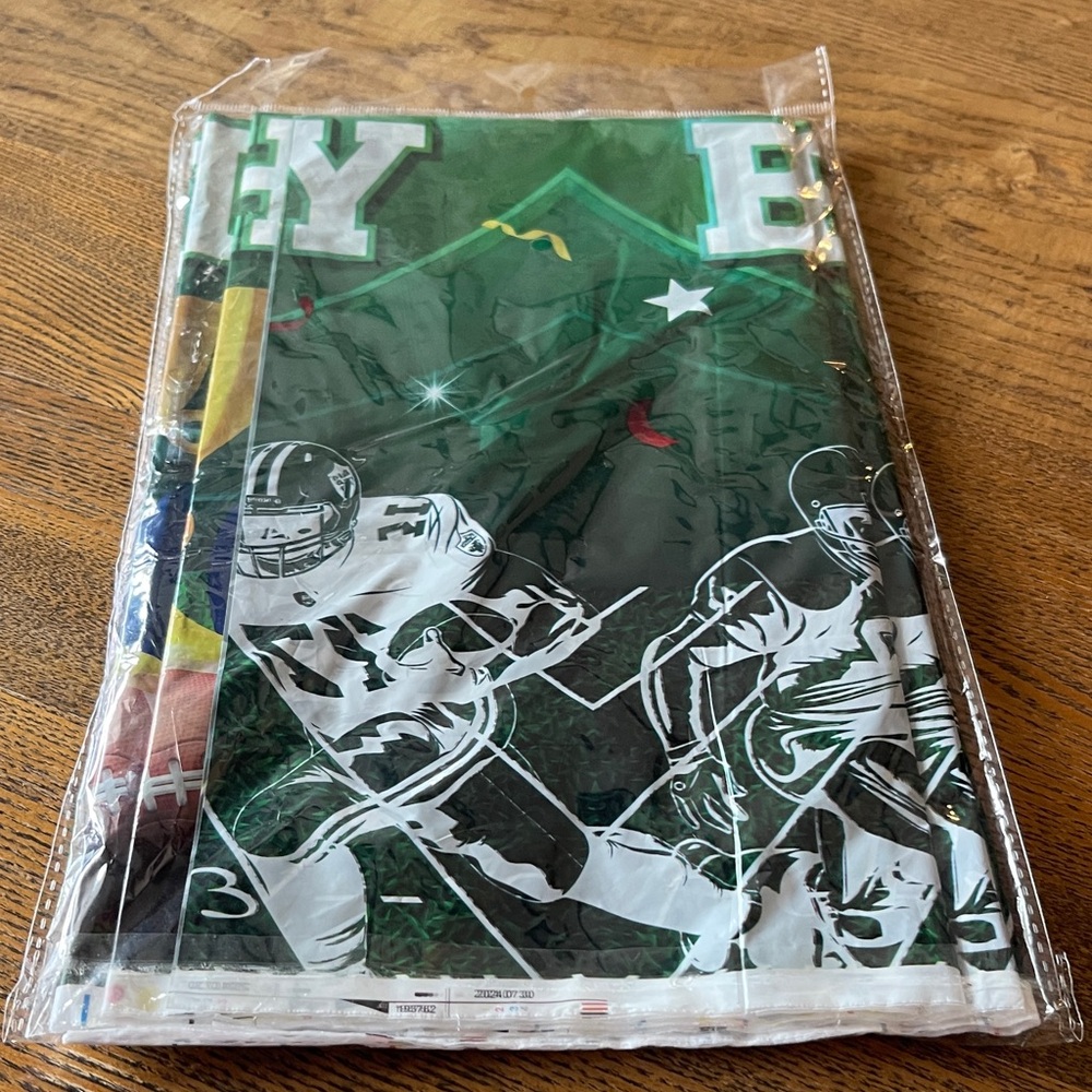 Happy Birthday Football Plastic Tablecloth Set of 3